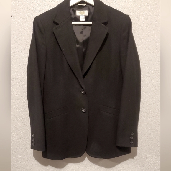 Talbots Black Italian Wool Blazer Jacket Classic Notched Lapels 2 Button Size 6 - Picture 1 of 9